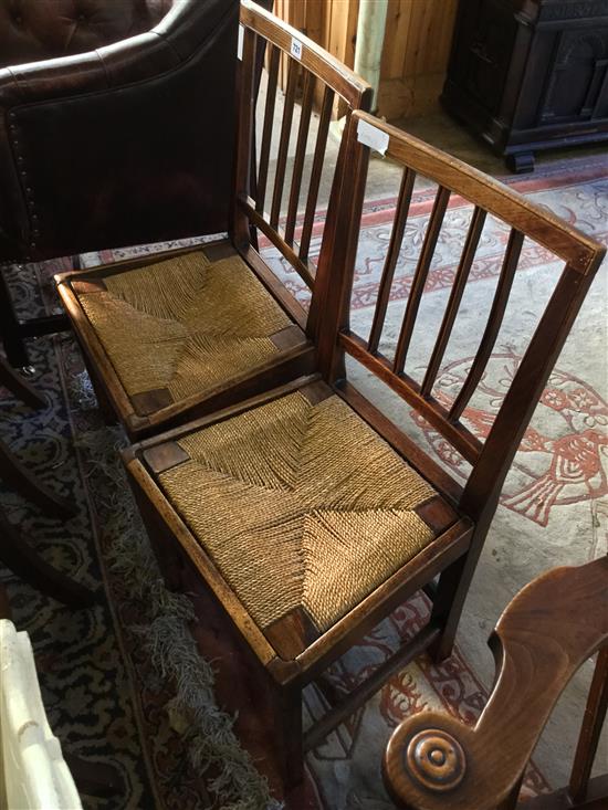 Pair Regency mahogany Country rush seated dining chairs